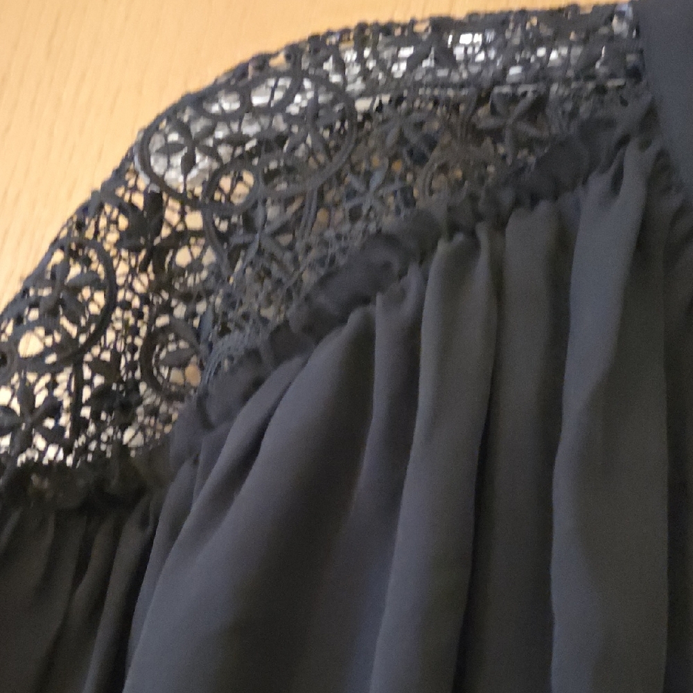 Haute Hippie NWT Black Lace & Crochet Long Sleeve Blouse - Picture 5 of 10